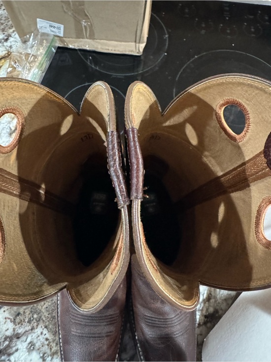 Ariat Brown Leather Western Pull-On Boots with Tan Stitching main image 5